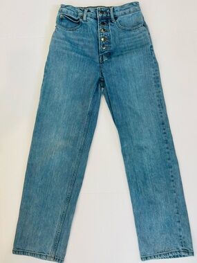 Everlane Light Blue High-Rise Button-Fly Straight Jeans